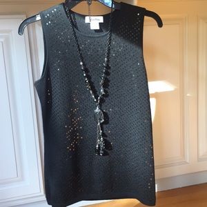 Calvin Klein sequin top sweater black shell